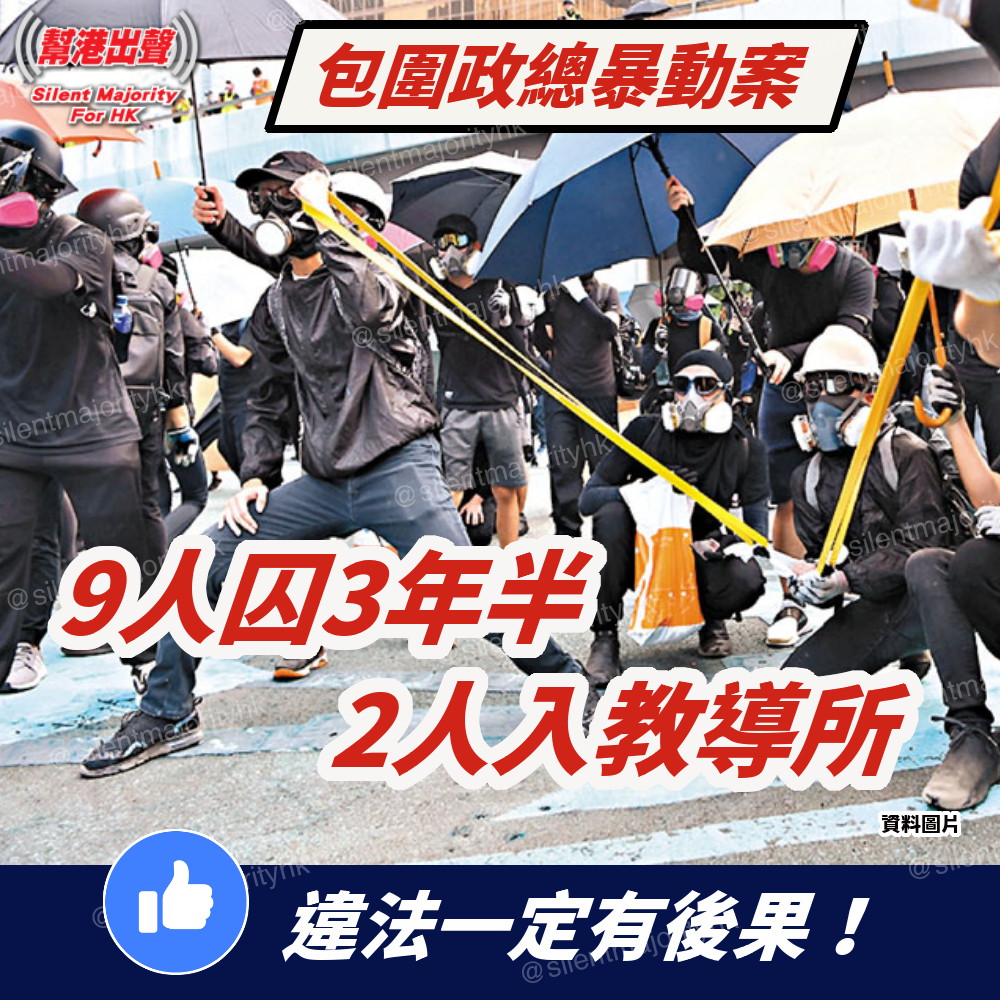 包圍政總暴動案 9人囚3年半 2人入教導所 違法一定有後果!